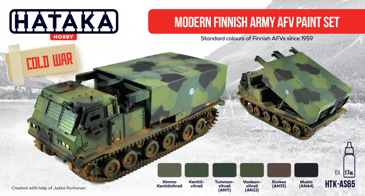 Hataka HTK-AS65 Ensemble de peinture AFV de l'armée finlandaise moderne (6x17 ml)