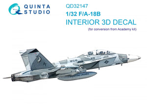 Quinta Studio QD32147 F/A-18B 3D-Printed &amp;amp; coloured Interior on decal paper (Academy) 1/32