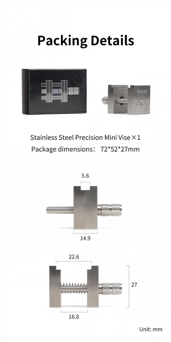 DSPIAE AT-MV Stainless Steel Precision Mini Vise / Imadło – Bild 8