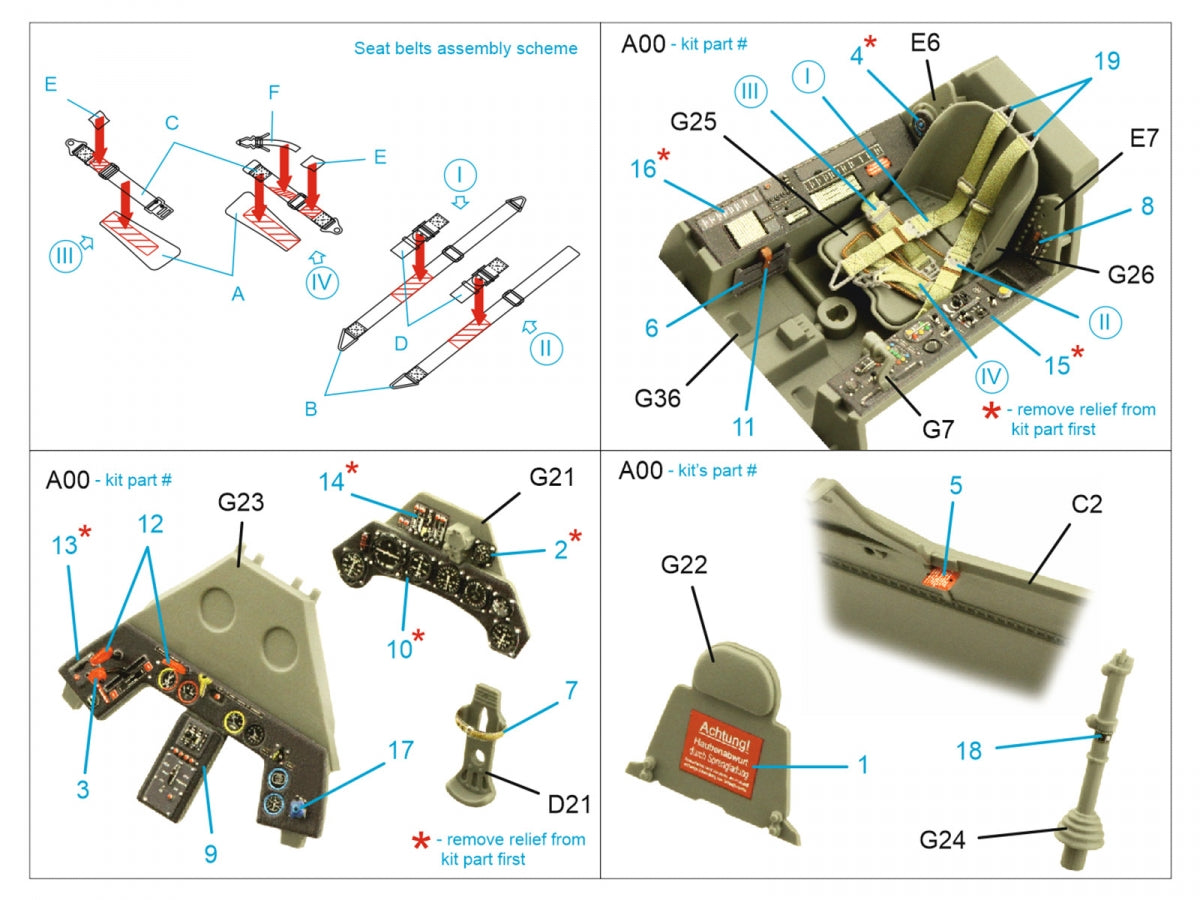 Quinta Studio QD35101 FW 190A-6 3D-Printed &amp;amp; coloured Interior on decal paper (Border Model) 1/35 – Bild 2