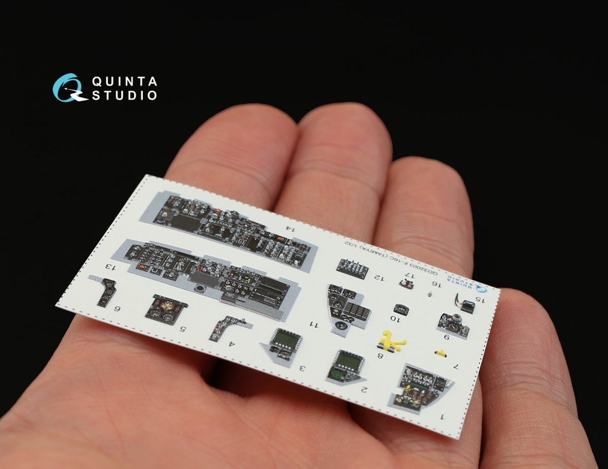 Quinta Studio QD32003 F-16C 3D-Printed &amp;amp; coloured Interior on decal paper (for Tamiya kit) 1/32 – immagine 4