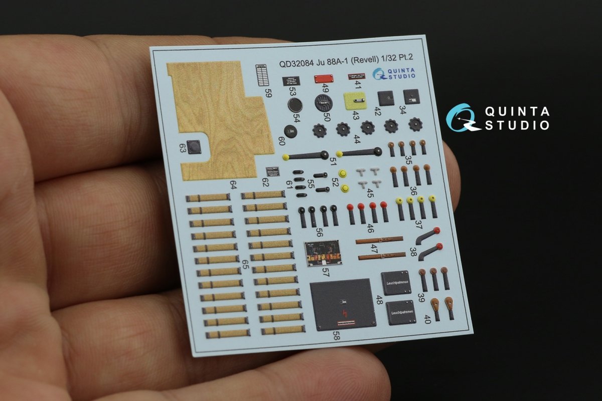 Quinta Studio QD32084 Ju 88A-1 3D-Printed &amp;amp; coloured Interior on decal paper ( Revell ) 1/32 – immagine 13