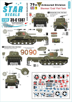 Star Decals 35-C1387 Sherman &amp;#39;Crab&amp;#39; Flail tank. British 79th Armoured Division. Based on the Sherman Mk V. 1/35