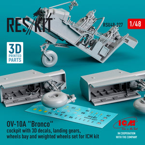 RESKIT RSU48-0327 OV-10A &amp;quot;BRONCO&amp;quot; COCKPIT WITH 3D DECALS, LANDING GEARS, WHEELS BAY AND WEIGHTED WHEELS SET FOR ICM KIT (3D PRINTED) 1/48 – imagen 3