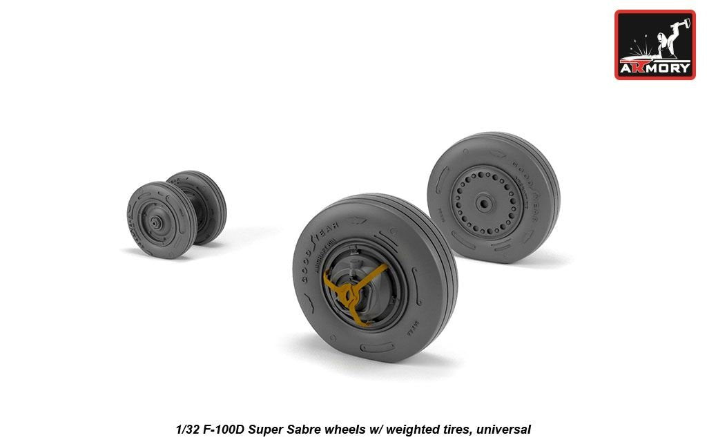 Armory Models AW32303 F-100D Super Sabre wheels w/ weighted tires 1/32 – immagine 2