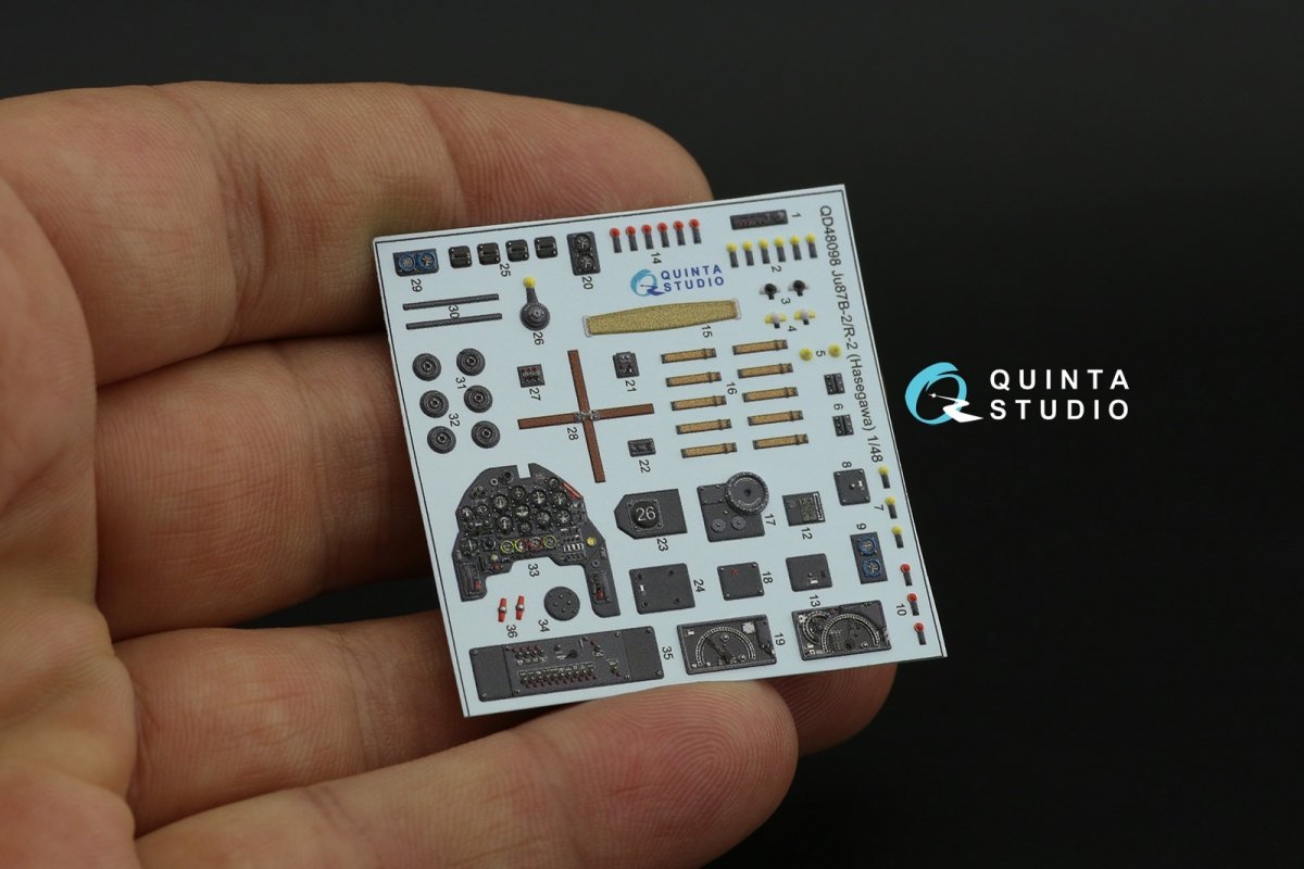 Quinta Studio QD48098 Ju 87B-2/R-2 3D-Printed &amp;amp; coloured Interior on decal paper (Hasegawa) 1/48 – Bild 7