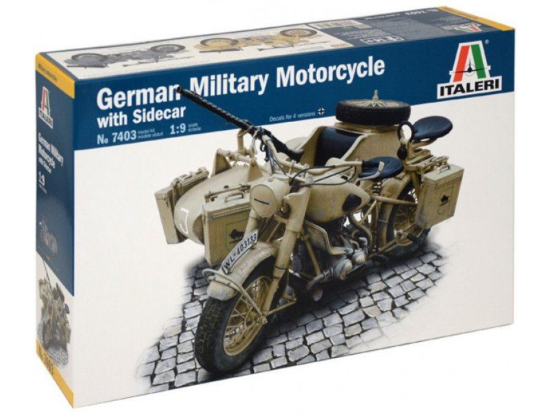 Italeri 7403 German Military Motorcycle with side car 1/9