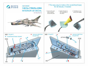 Quinta Studio QD+48480 Su-17M4/Su-22M4 3D-Printed &amp;amp; coloured Interior on decal paper (Hobby Boss) (with 3D-printed resin parts) 1/48 – immagine 13