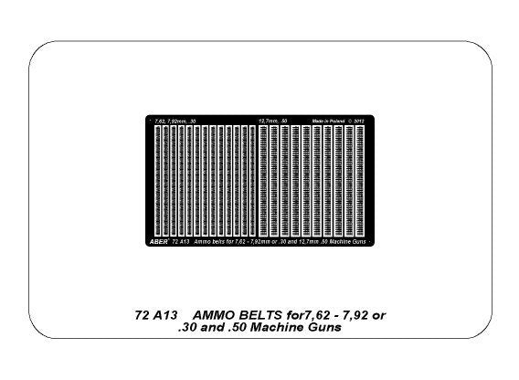 Aber 72A13 Taśmy amunicyjne 7,62-7,92 lub .30 i .50 cala / Ammo belts 7,62-7,92 or .30 and .50 1/72 – immagine 5