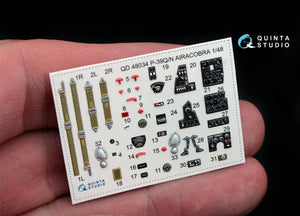 Quinta Studio QD48034 P-39Q/N 3D-Printed &amp;amp; coloured Interior on decal paper (for Hasegawa kit) 1/48 – immagine 3