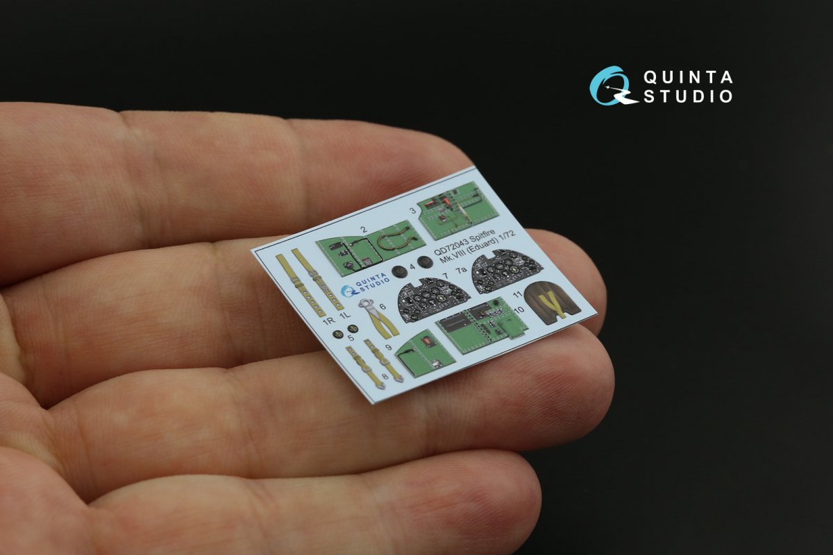 Quinta Studio QD72043 Spitfire Mk.VIII 3D-Printed &amp;amp; coloured Interior on decal paper (Eduard) 1/72 – immagine 5