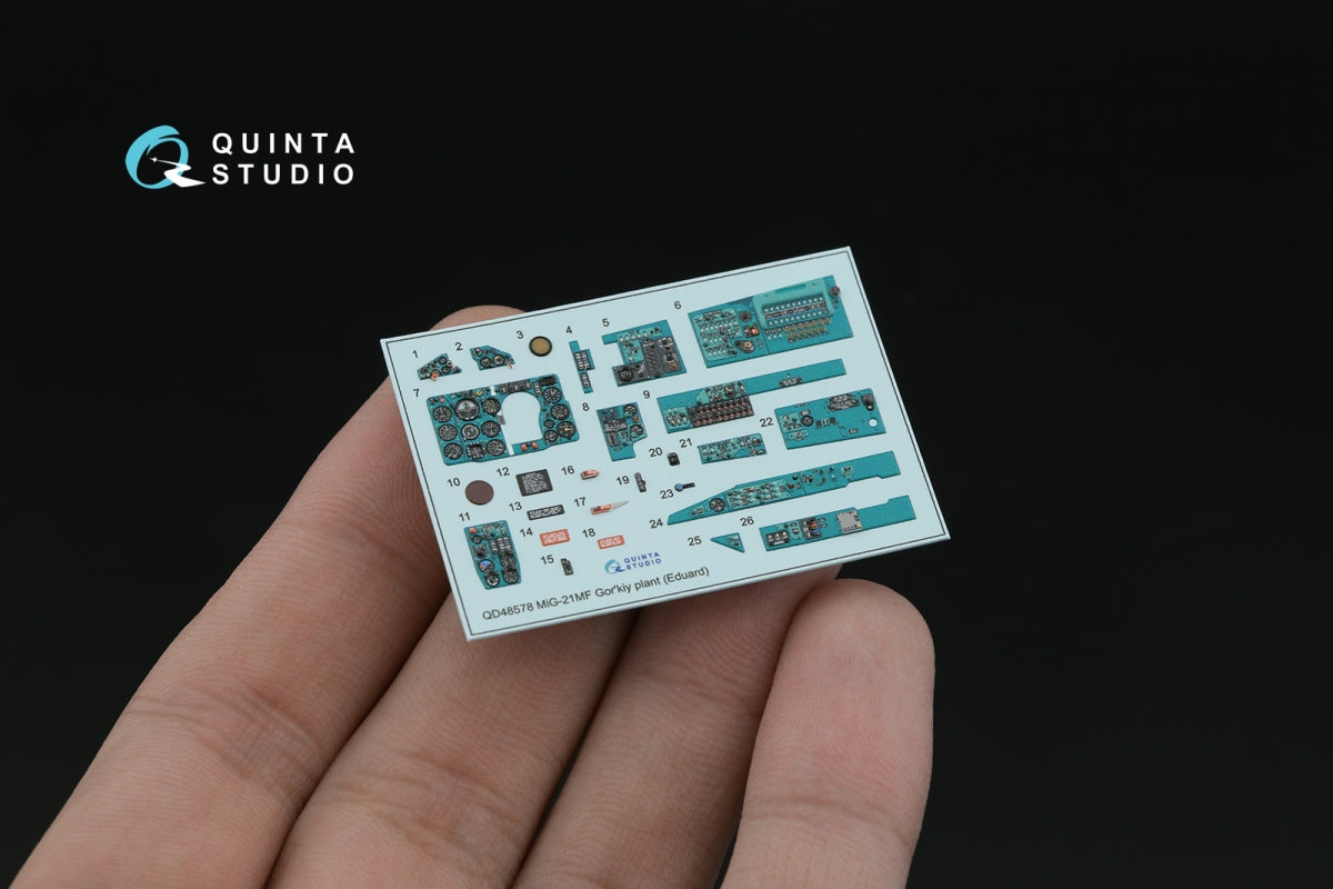Quinta Studio QD+48578 MiG-21MF Fishbed-J (Gorkiy plant) 3D-Printed &amp;amp; coloured Interior on decal paper (Eduard) (with 3D-printed resin parts) 1/48 – imagen 8