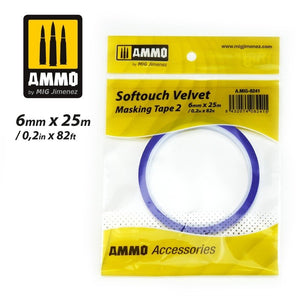 AMMO of Mig Jimenez 8241 SOFTOUCH VELVET MASKING TAPE 2 (6mm X 25M)