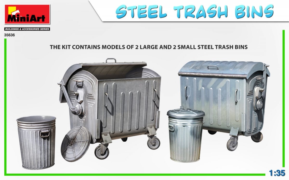 Miniart 35636 STEEL TRASH BINS 1/35 – zdjęcie 4