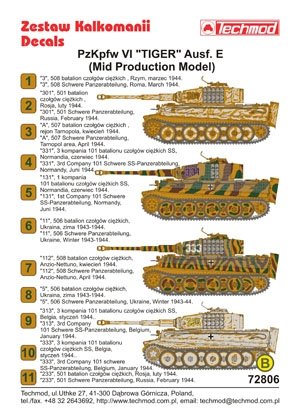 Techmod 72806 - Pz.Kpfw.VI Tiger Ausf.E (Mid Production Model) 1/72 – immagine 2