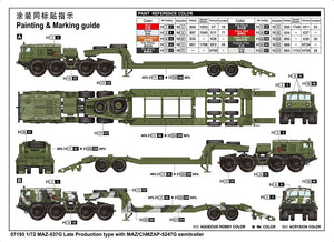 Trumpeter 07195 MAZ-537G Late production type with MAZ/ChMZAP-5247G semitrailer 1/72 – immagine 5