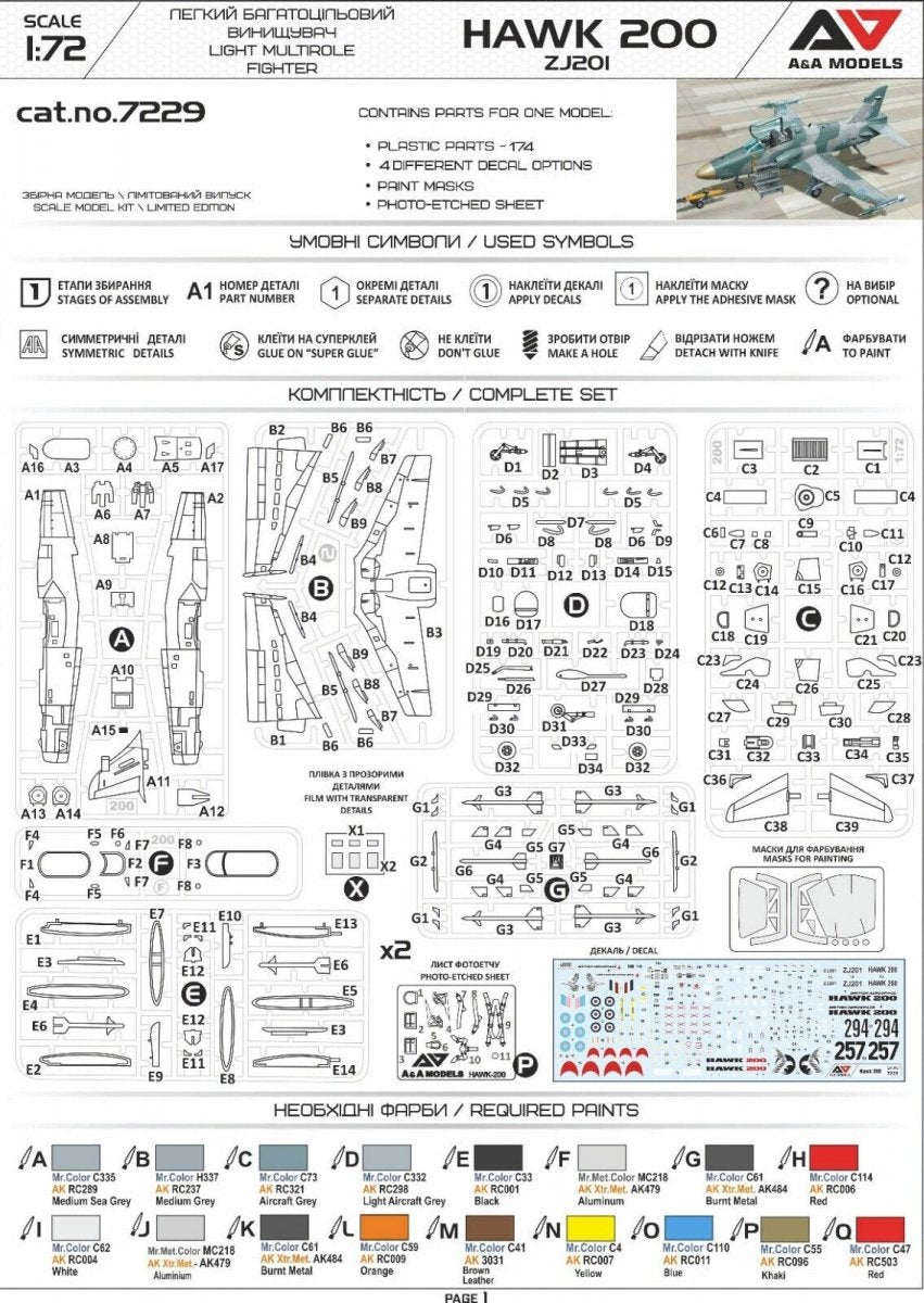 A&amp;amp;A Models 7229 Hawk 200 ZG201 - Light Multirole Fighter 1/72 – zdjęcie 3