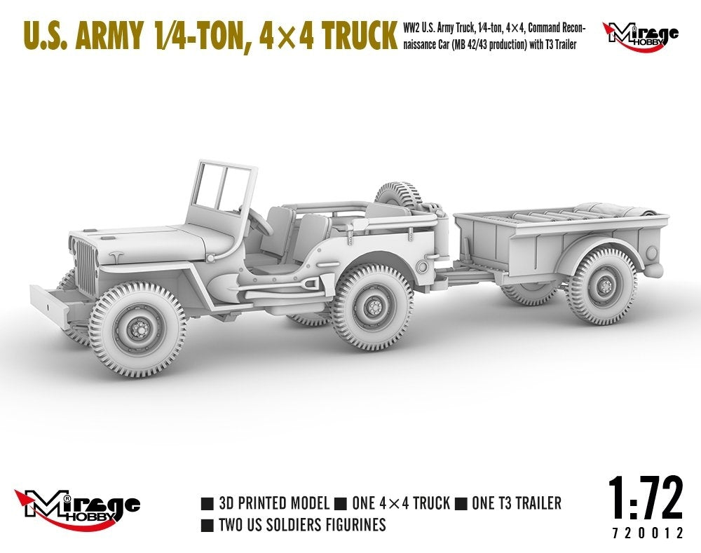 Mirage Hobby 720012 U.S. ARMY 1/4‑TON, 4×4 TRUCK 1/72 – immagine 5