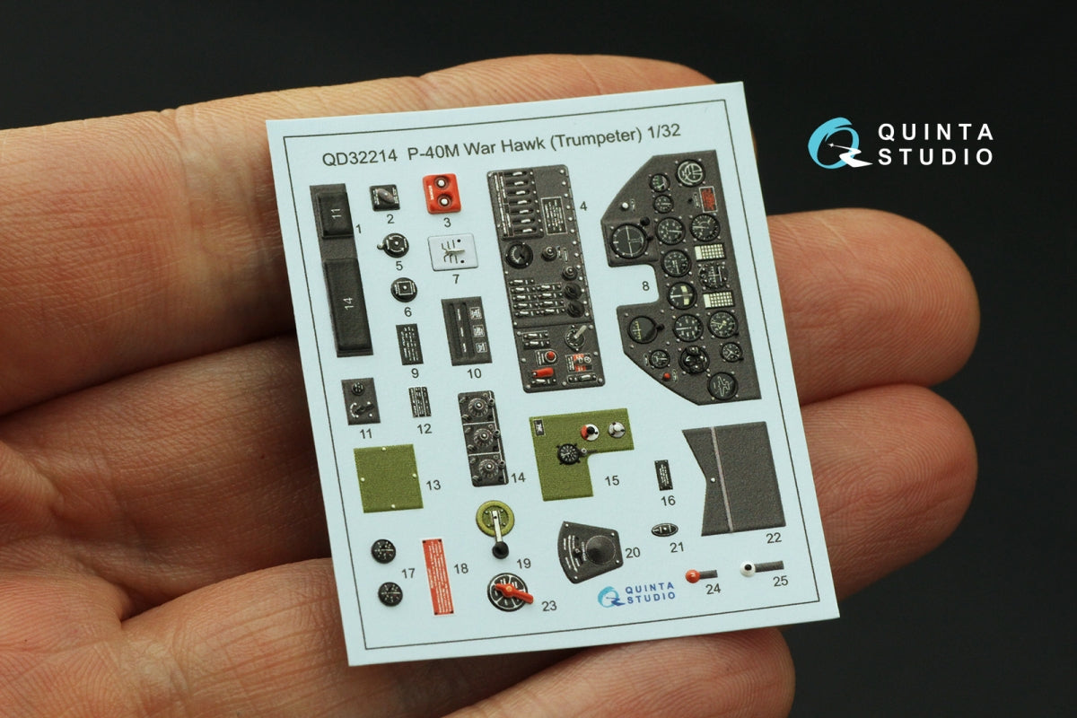 Quinta Studio QD32214 P-40M WarHawk 3D-Printed coloured Interior on decal paper (Trumpeter) 1/32 – zdjęcie 4