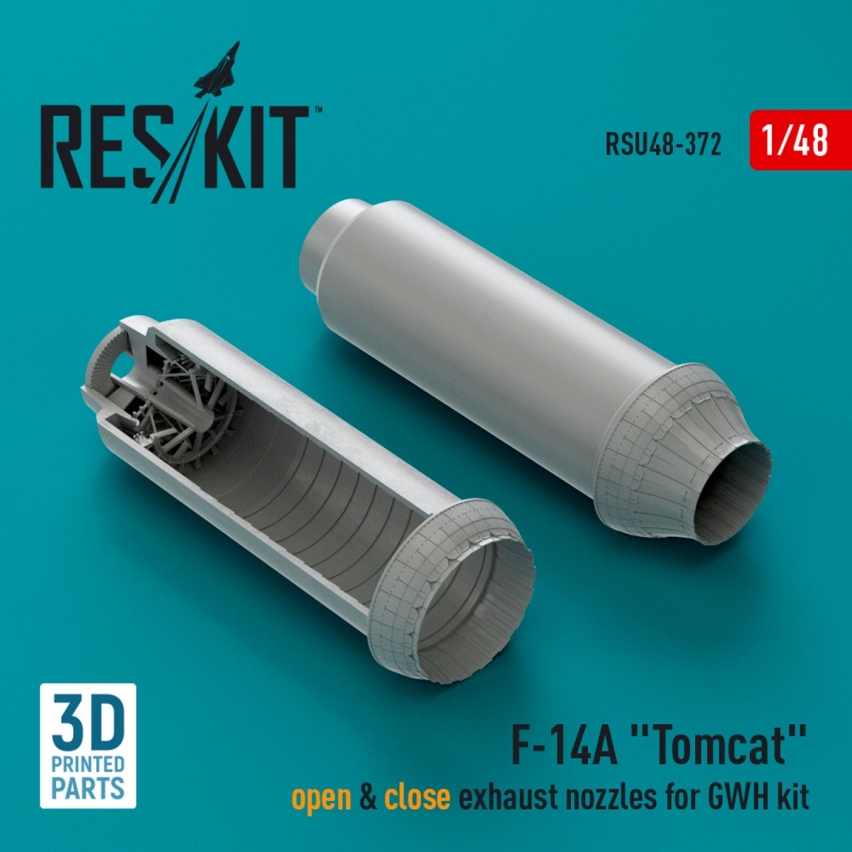 RESKIT RSU48-0372 F-14A "Tomcat" open &amp; close exhaust nozzles for GWH kit (3D Printed) 1/48