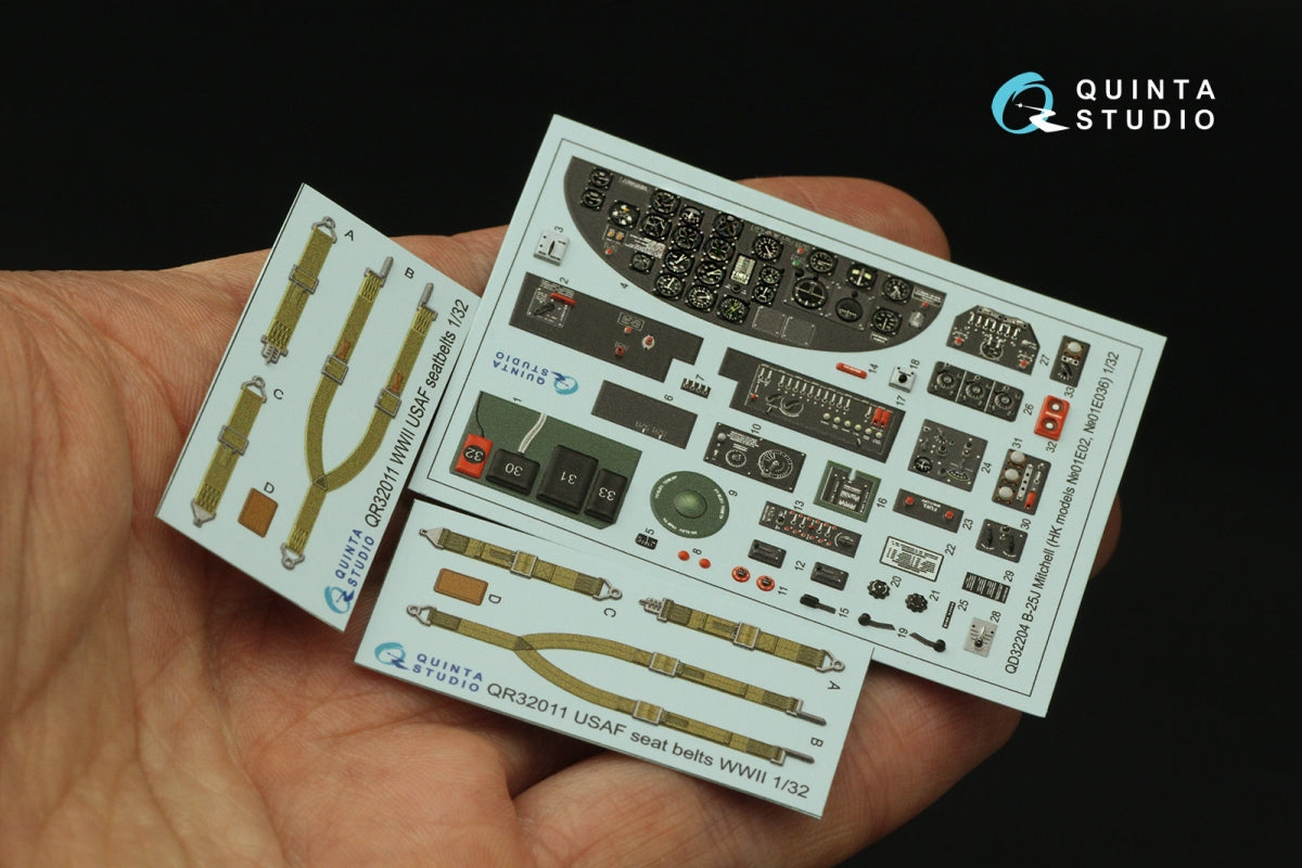 Quinta Studio QD32204 B-25J Mitchell Gun nose 3D-Printed &amp;amp; coloured Interior on decal paper (HK models) 1/32 – immagine 5
