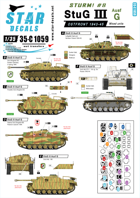 Star Decals 35-C1059 Sturm n° 8 1/35