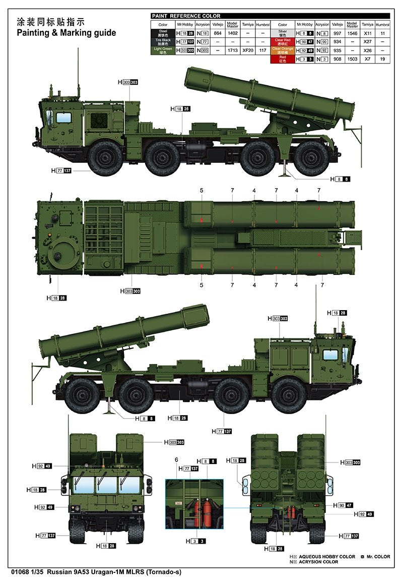 Trumpeter 01068 Russian 9A53 Uragan-1M MLRS (Tornado-s) 1/35 – Bild 4