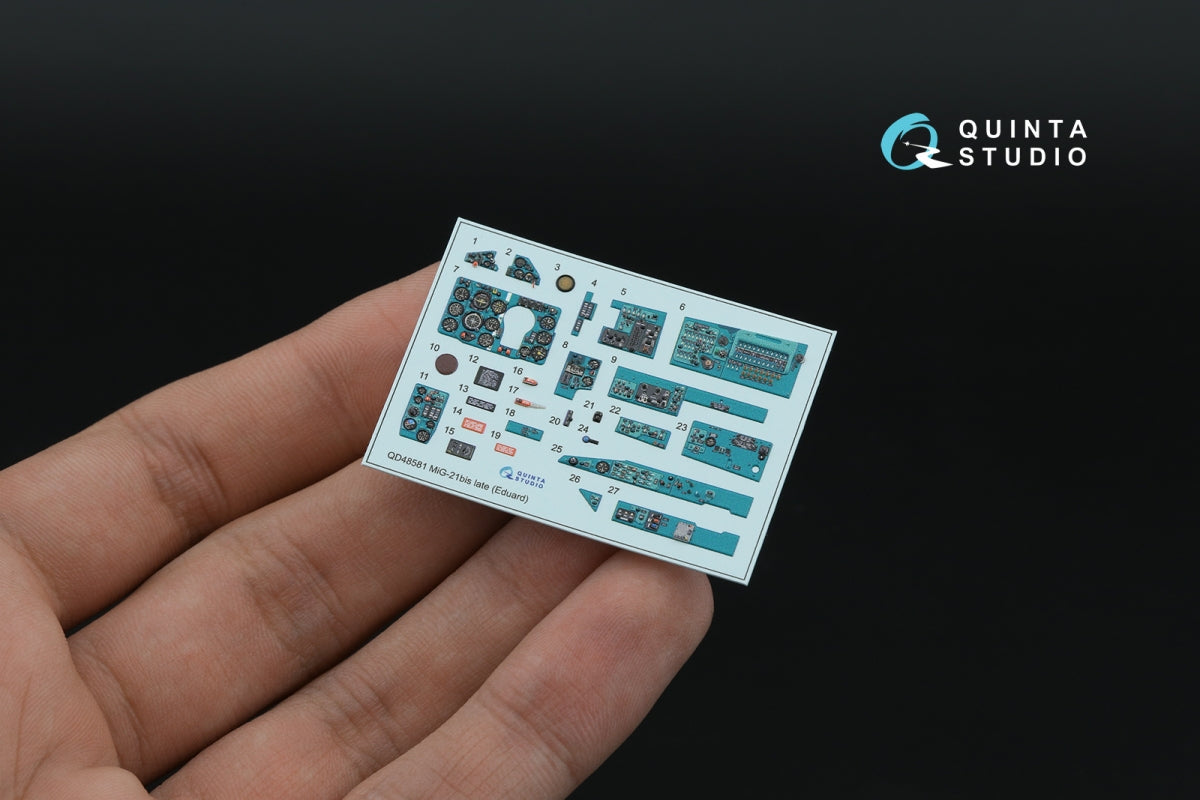 Quinta Studio QD+48581 MiG-21bis late Fishbed-N 3D-Printed &amp;amp; coloured Interior on decal paper (Eduard) (with 3D-printed resin parts) 1/48 – imagen 3