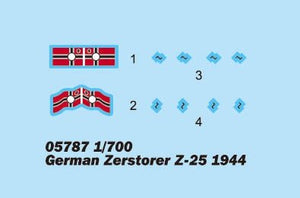 Trumpeter 05787 German Zerstorer Z-25 1944 1/700 – immagine 2