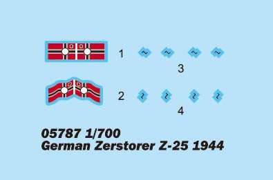 Trumpeter 05787 German Zerstorer Z-25 1944 1/700 – immagine 2