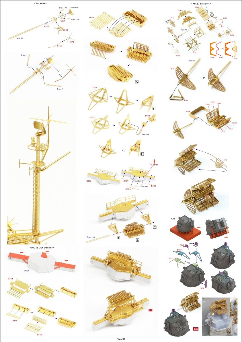 Pontos 37034FN USS BB-63 Missouri 1945 &amp;quot;Advanced&amp;quot; Detail Up Set for Hobbyboss Kit (Teak Tone wooden deck) 1/350 – immagine 12