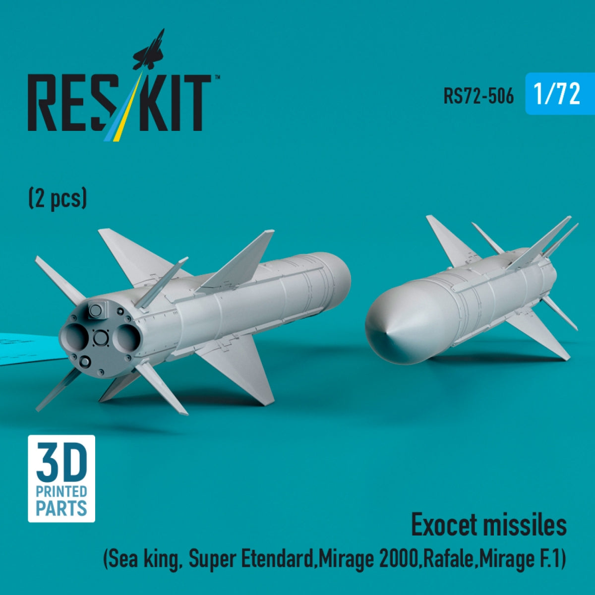 RESKIT RS72-0506 Exocet missiles (2 pcs) (3D Printed) 1/72 – imagen 3