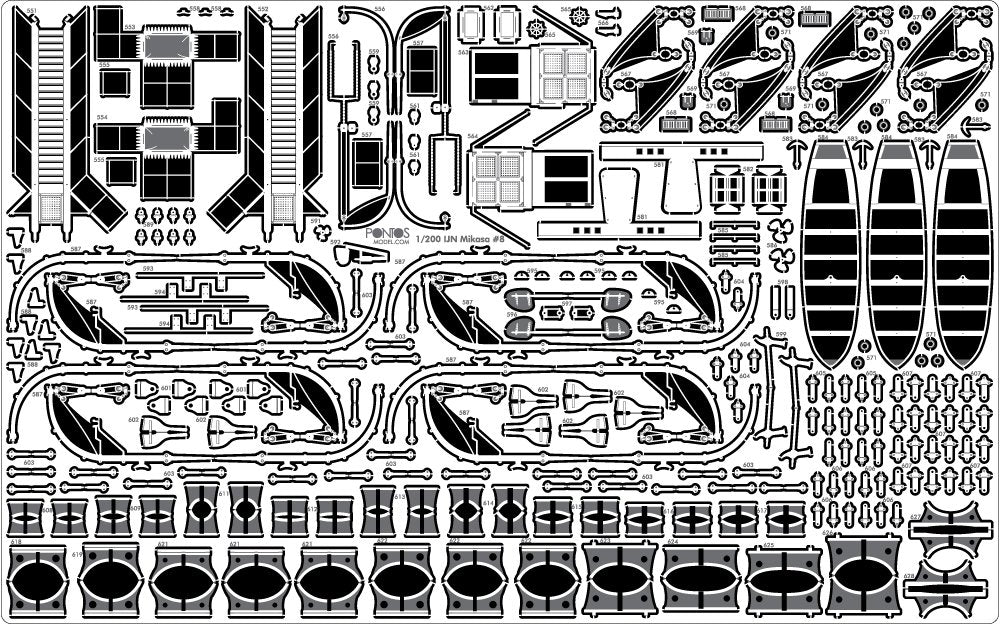 Pontos 23008F1 IJN MIKASA 1905 Detail Up Set 1/200 – immagine 31