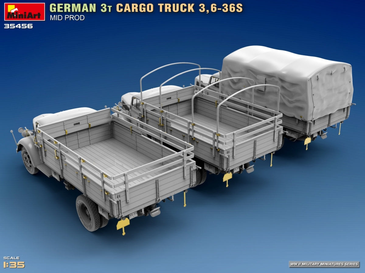 Miniart 35456 GERMAN 3T CARGO TRUCK 3,6-36S MID PROD 1/35 – immagine 5