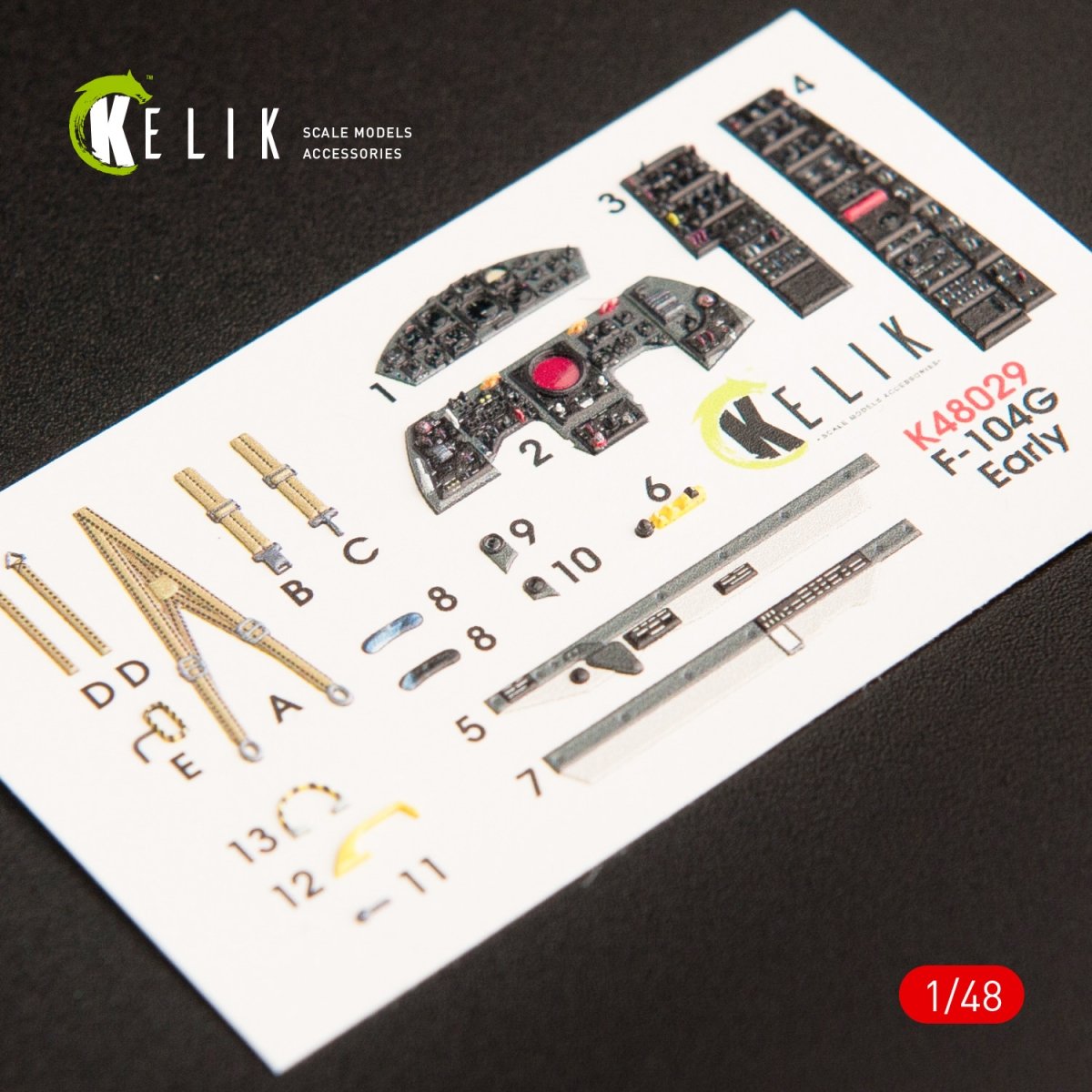 KELIK K48029 F-104G &amp;quot;STARFIGHTER&amp;quot; EARLY TYPE INTERIOR 3D DECALS FOR HASEGAWA KIT 1/48 – immagine 2