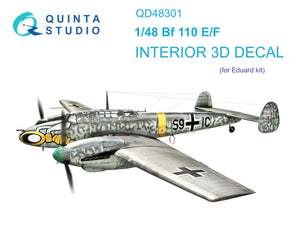 Quinta Studio QD48301 Bf 110E/F 3D-Printed &amp;amp; coloured Interior on decal paper (Eduard) 1/48