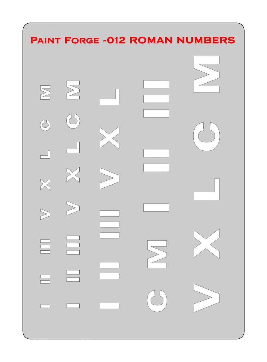 Paint Forge PFST012L STENCIL - ROMAN LETTERS