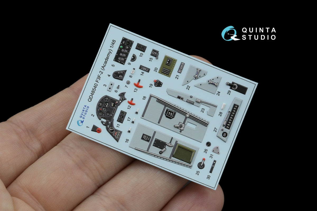 Quinta Studio QD48540 F3F-2 3D-Printed &amp;amp; coloured Interior on decal paper (Academy/Accurate Miniatures) 1/48 – Bild 3