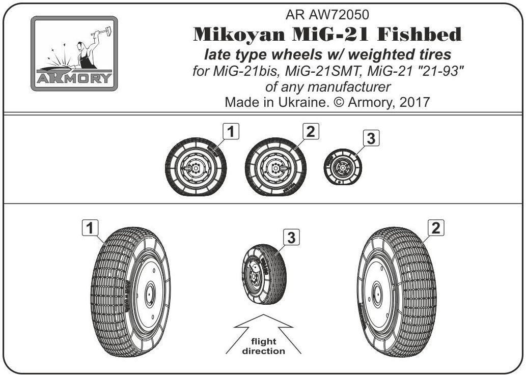 Armory Models AW72050 Mikoyan MiG-21 Fishbed wheels w/ weighted tires, late 1/72 – image 6