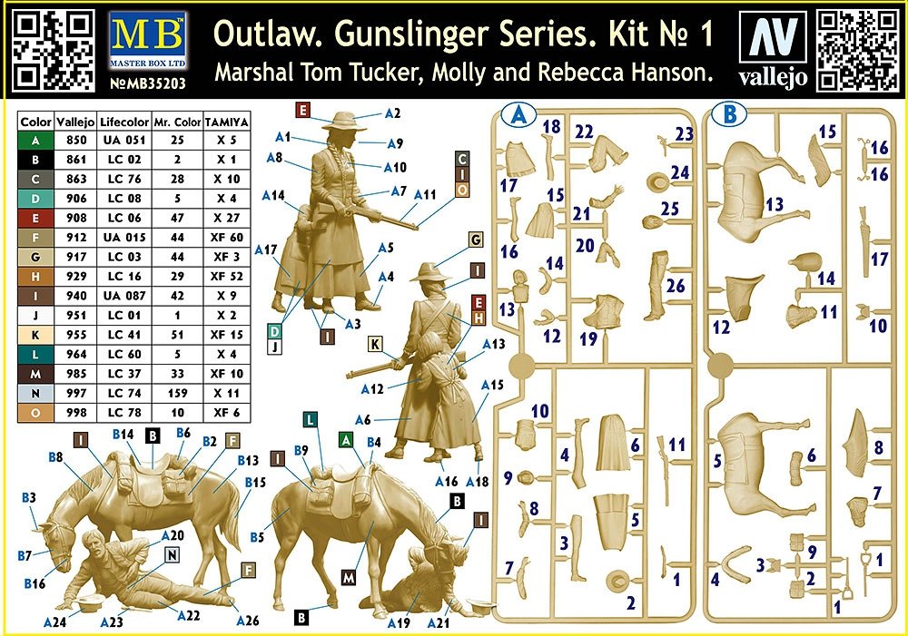 Master Box 35203 Outlaw. Gunslinger #1: Marshal Tom Tucker, Molly and Rebecca Hanson 1/35 – immagine 3