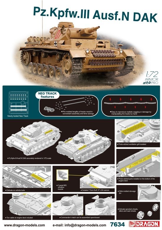 Dragon 7634 SPz.Kpfw.III Ausf. N DAK w/Neo Track 1/72 – Bild 2