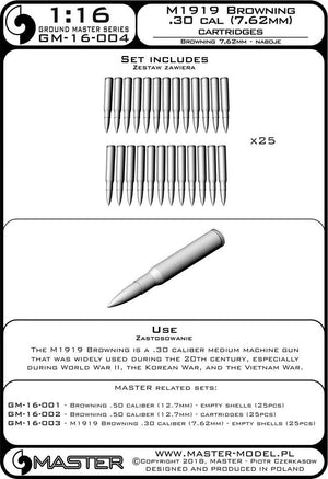 Master GM-16-004 M1919 Browning calibre .30 (7,62 mm) - cartouches (25 pièces) 1/16 – image 4