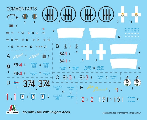 Italeri 1481 Macchi MC.202 Flogore &amp;quot;Aces&amp;quot; - 5 Regia Aeronautica Aces Versions 1/72 – zdjęcie 7