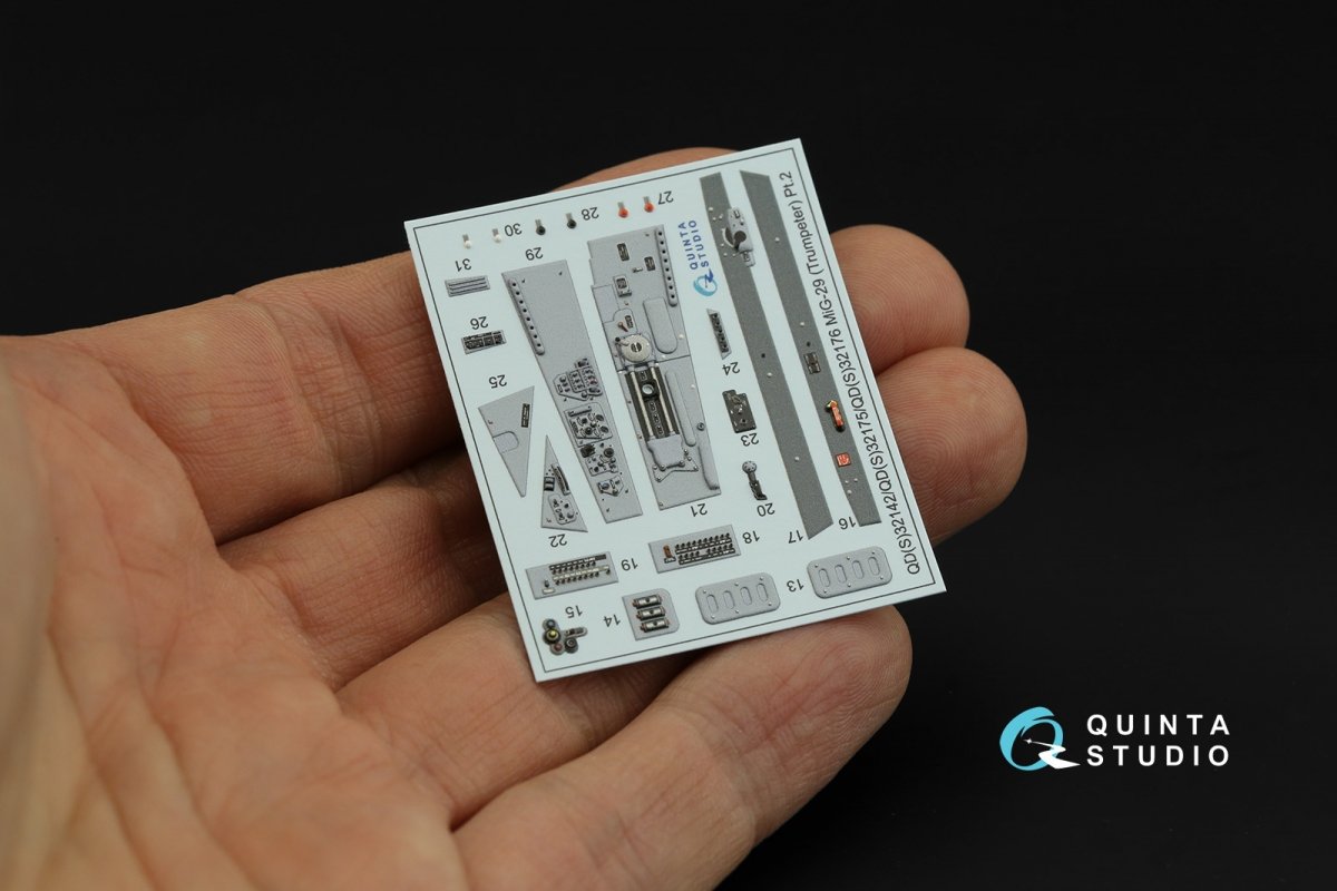Quinta Studio QD32176 MiG-29A NATO service 3D-Printed &amp;amp; coloured Interior on decal paper (Trumpeter) 1/32 – immagine 4