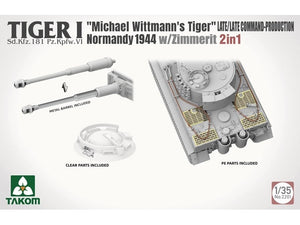 Takom 2201 Tiger I Late Production w/zimmerit Normandy 1944 Sd.Kfz. 181 Pz.Kpfw. VI Ausf. E &amp;quot;Michael Wittmann&amp;#39;s Tiger&amp;quot;(Late/Late Command) 1/35 – zdjęcie 6