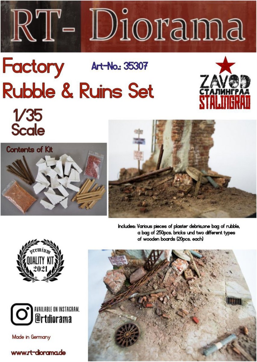 RT-Diorama 35307 Factory Rubble &amp;amp; Ruins Set 1/35