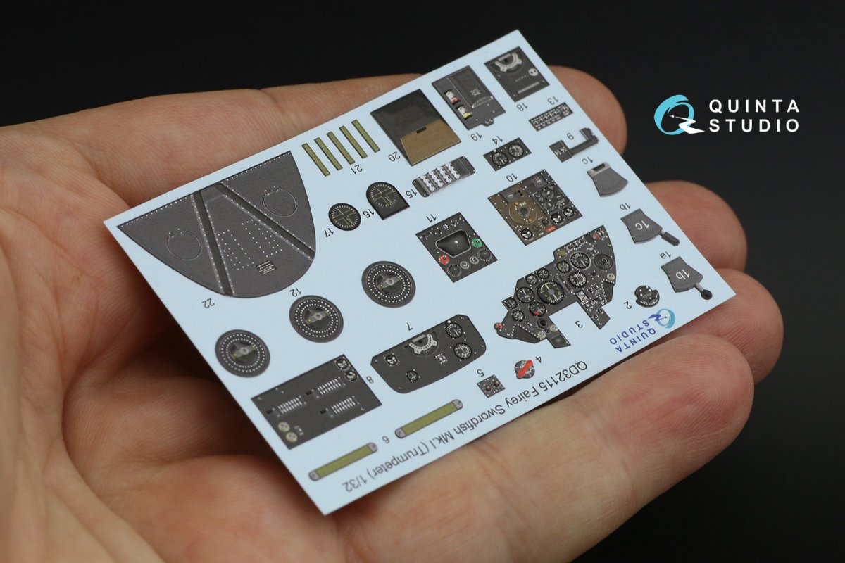 Quinta Studio QD32115 Fairey Swordfish Mk.I 3D-Printed &amp;amp; coloured Interior on decal paper (Trumpeter) 1/32 – immagine 5