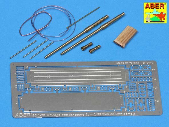 Aber 35L-089 Set of 2 German 2cm L/65 gun barrel for Flak 38 with storage box 1/35