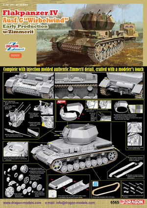 Dragon 6565 Flakpanzer IV Ausf.G Wirbelwind Early Production w/Zimm 1/35 – immagine 2