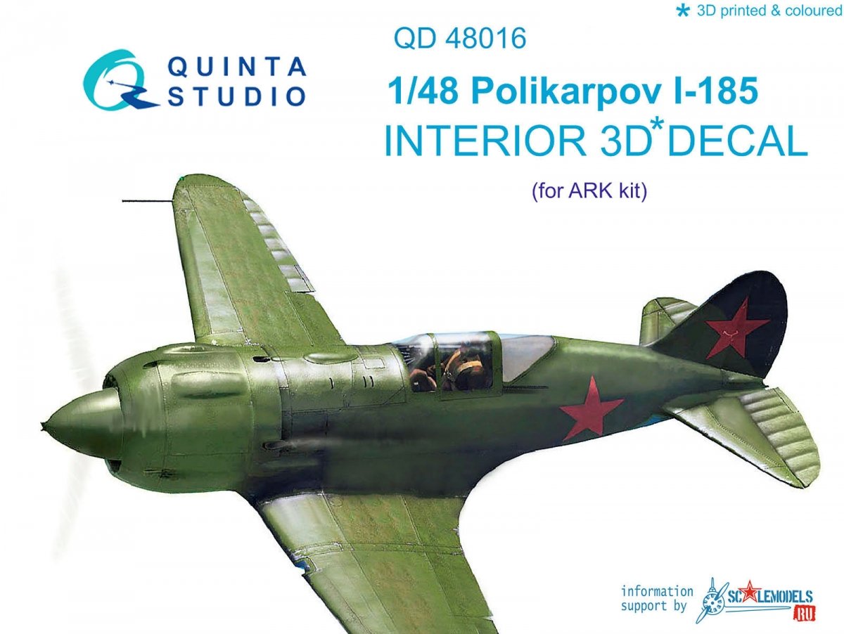 Quinta Studio QD48016 Polikarpov I-185 3D-Printed &amp;amp; coloured Interior on decal paper (for ARK kit) 1/48